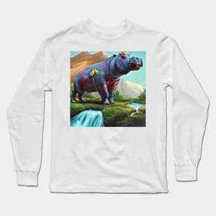 funny hippo Long Sleeve T-Shirt